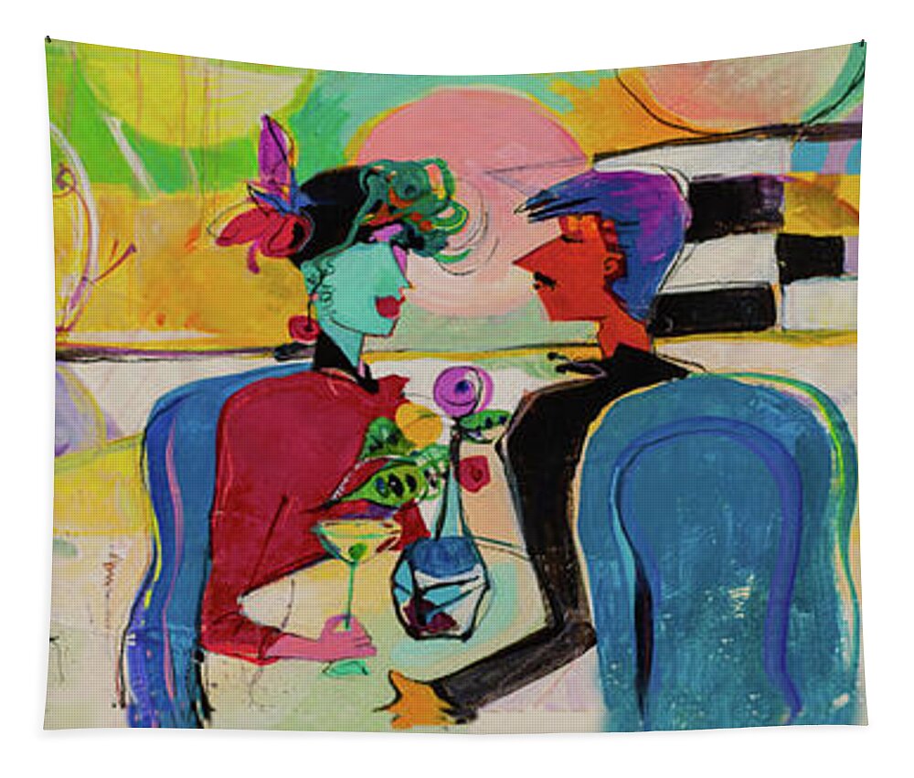 Conversation Tapestry featuring the painting Conversation by Cherie Salerno
