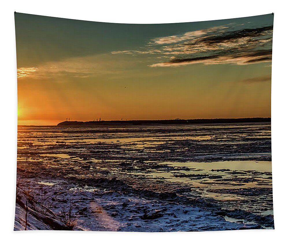  Tapestry featuring the photograph Cook Inlet Sunset Alaska by Michael W Rogers