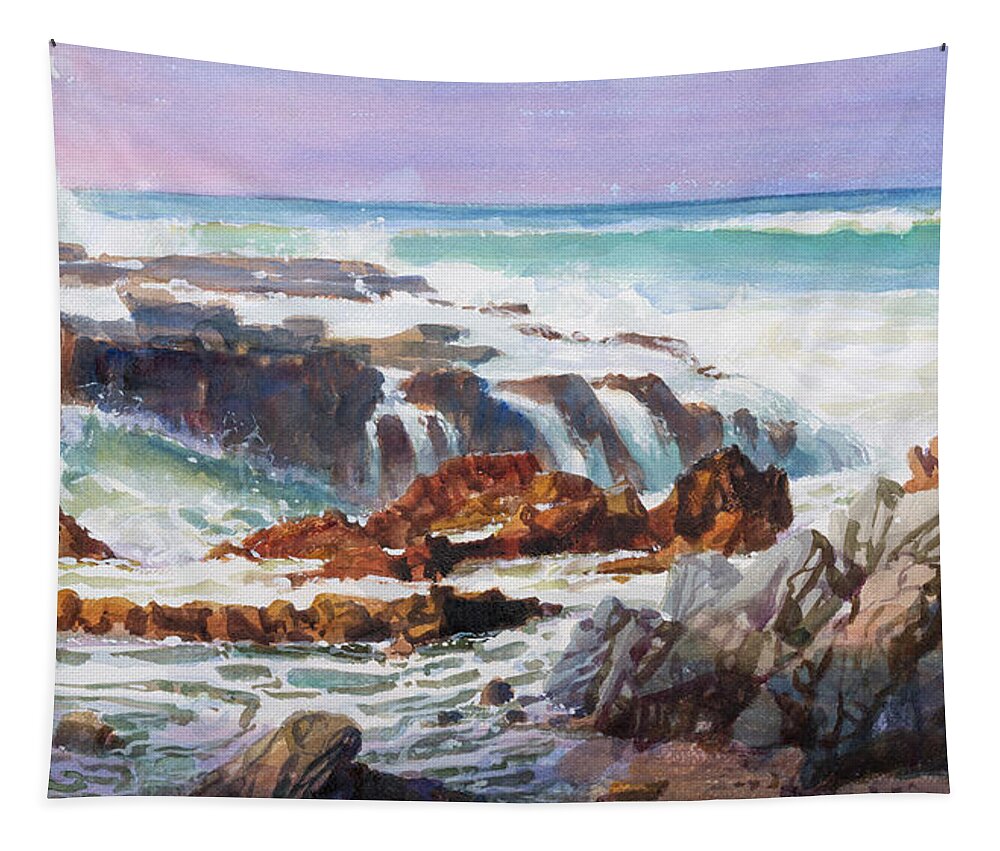 Ocean Tapestry featuring the painting Cook's Chasm by Steve Henderson