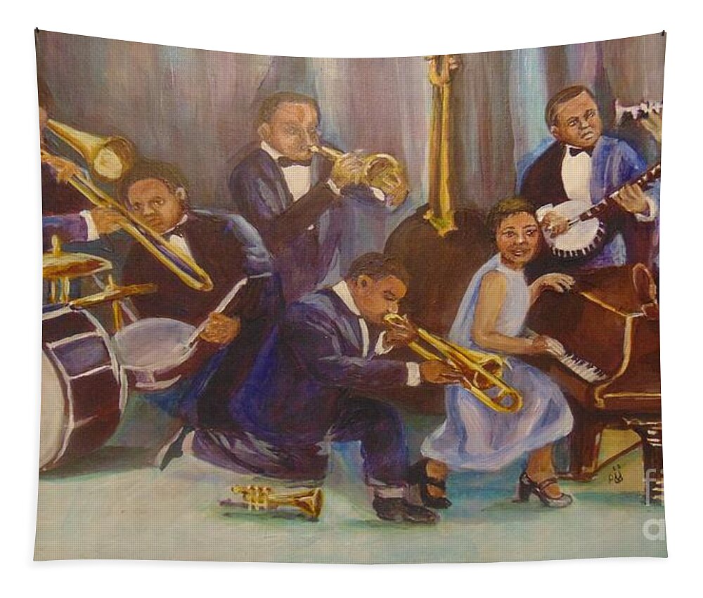 Jazz Tapestry featuring the painting Cool Jazz by Saundra Johnson
