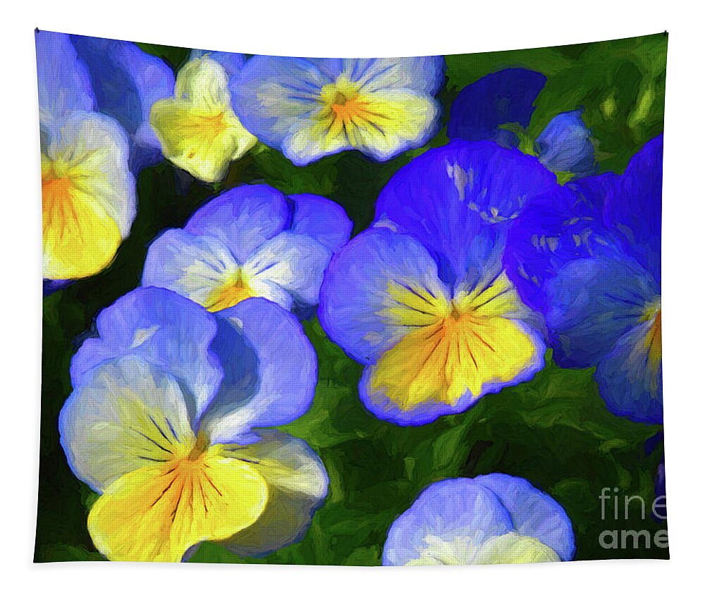 Pansies Tapestry featuring the photograph Cool Wave Morpho Pansies by Diana Mary Sharpton