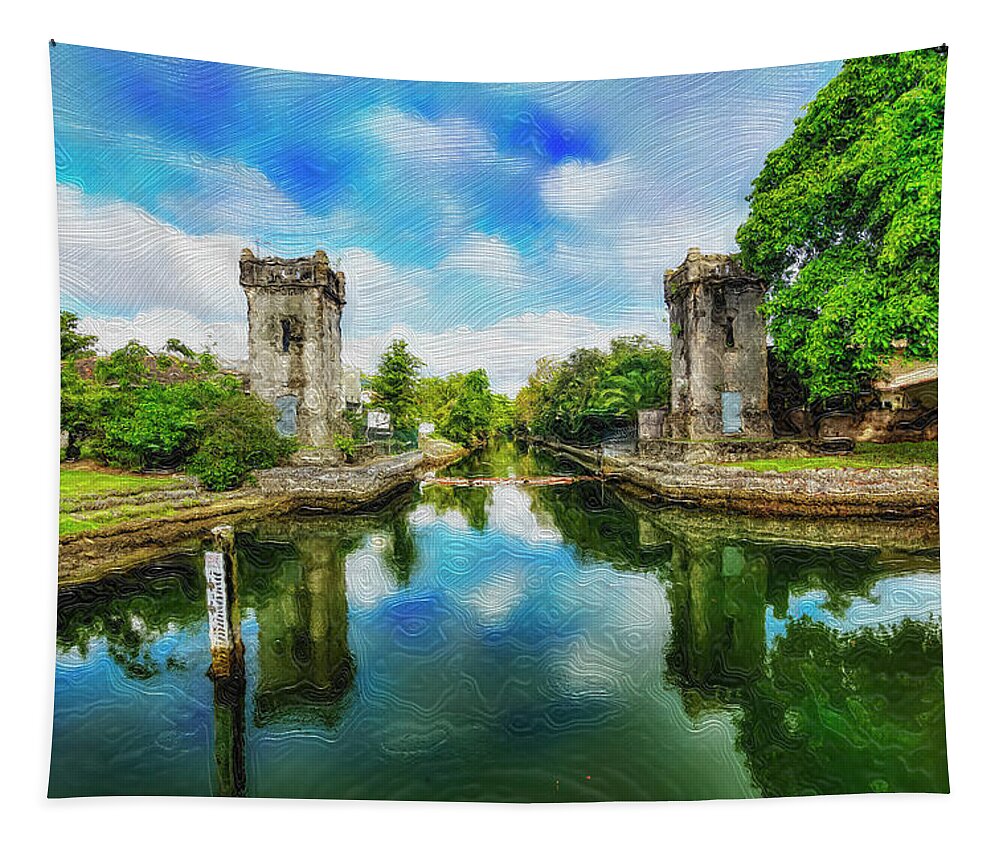Miami Tapestry featuring the digital art Coral Gables Canals by SnapHappy Photos