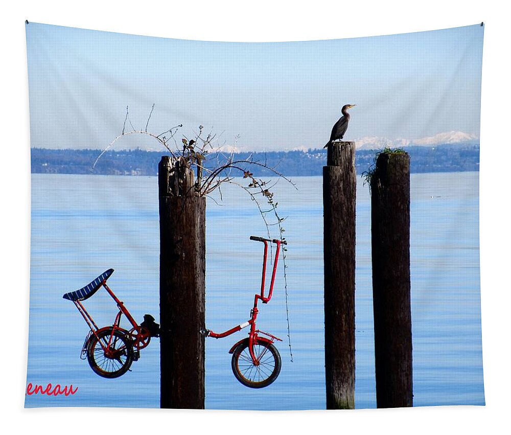 Birds Tapestry featuring the photograph Cormorant Biker by A L Sadie Reneau
