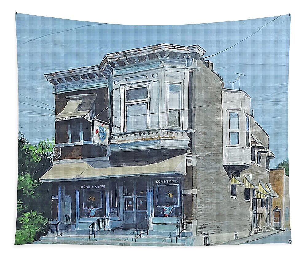 Americana Tapestry featuring the painting Corner Bar by William Brody