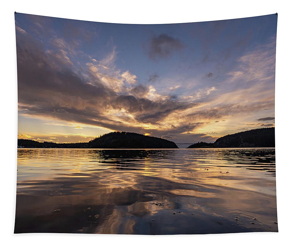 Sunset Tapestry featuring the photograph Cornet Bay Sunset by Gary Skiff