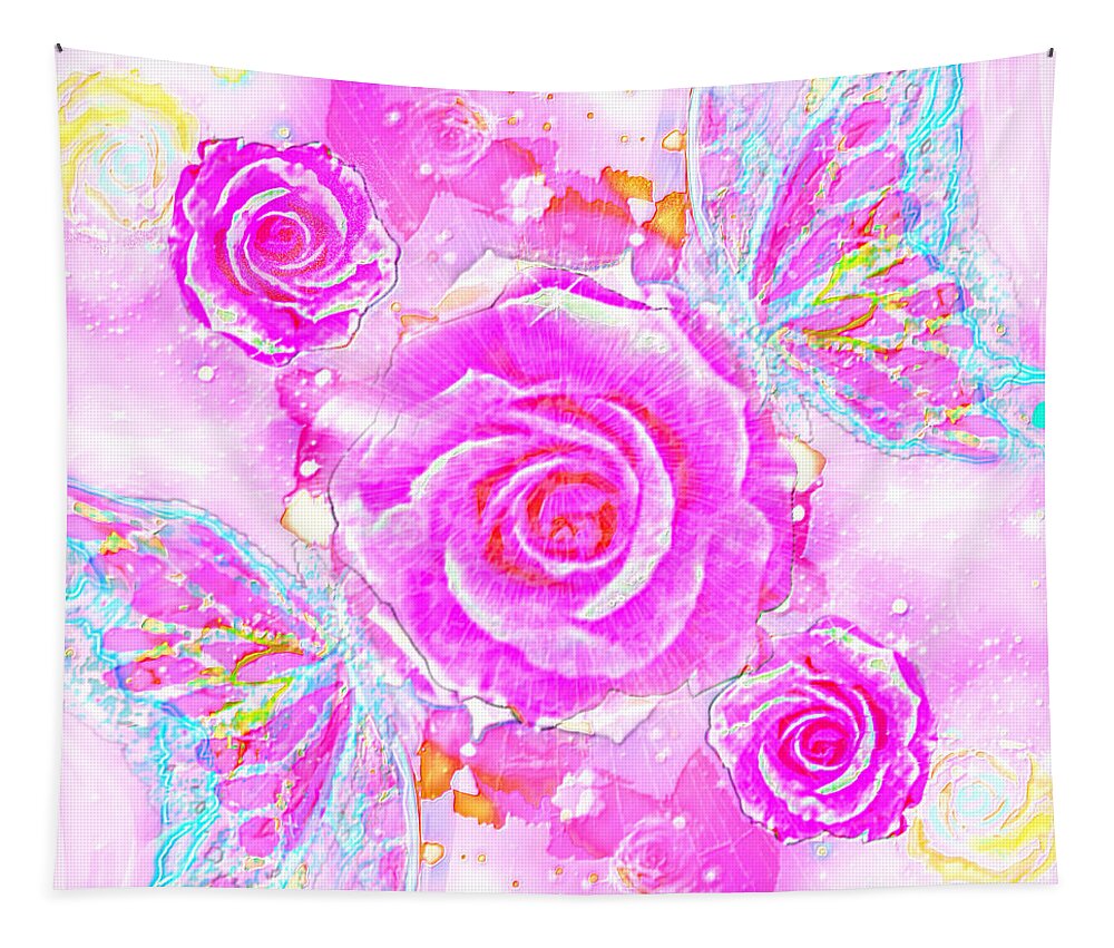 Roses Tapestry featuring the digital art Cosmic Cathedral by BelleAme Sommers