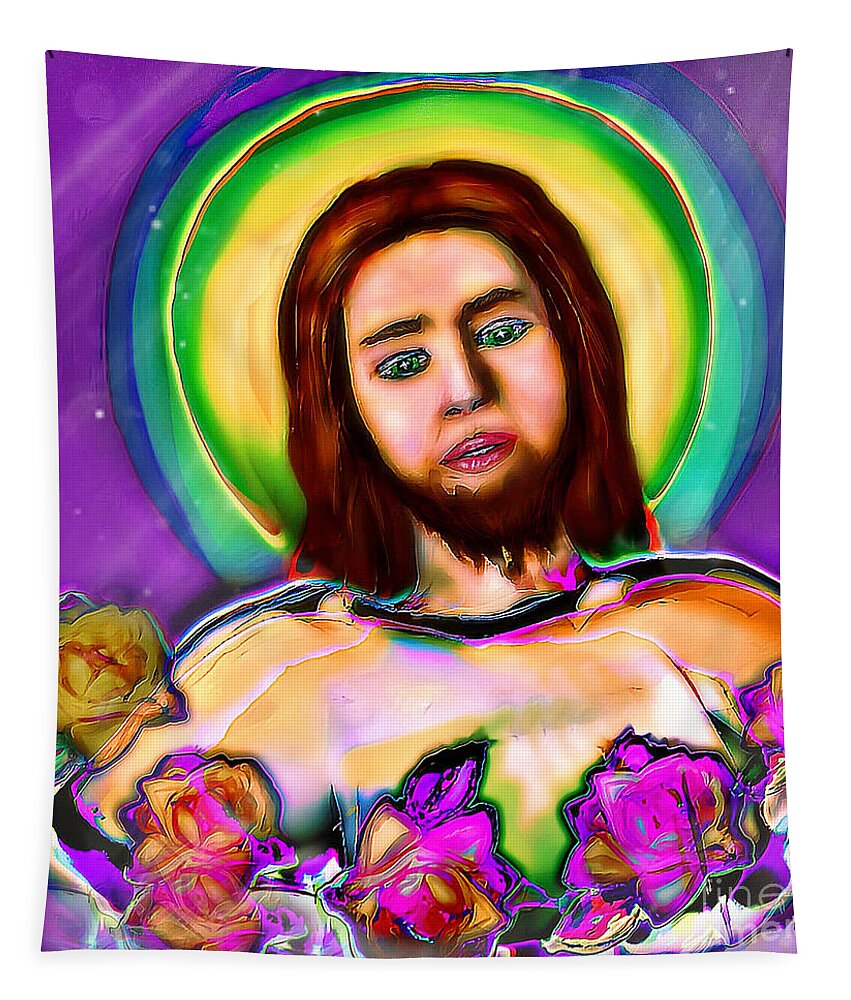 Christ Tapestry featuring the digital art Cosmic Christ by BelleAme Sommers