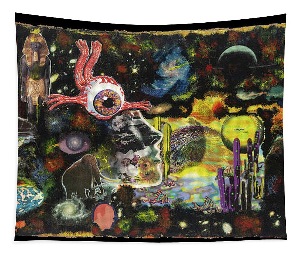 Organic Handmade Tapestry featuring the painting Cosmic Eyeball by John Oday