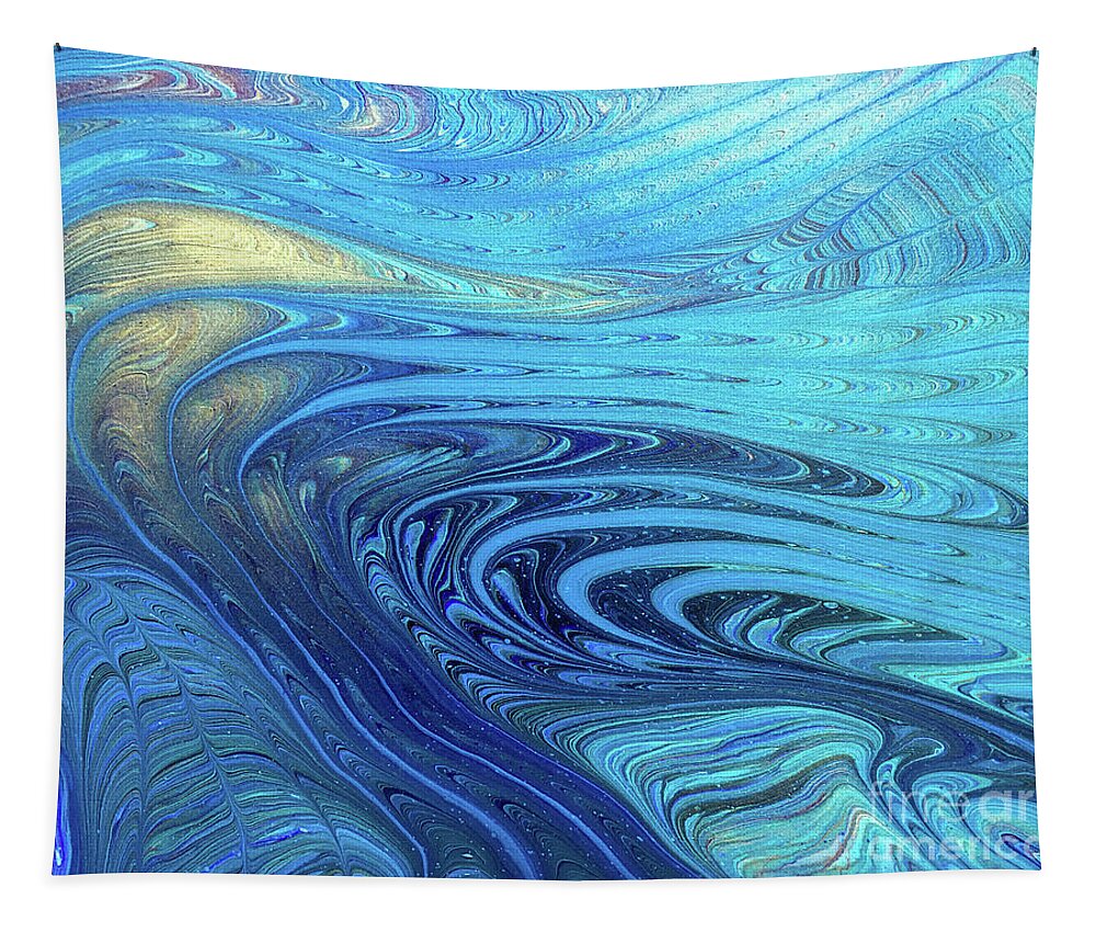 Abstract Tapestry featuring the painting Cosmic Flow by Lucy Arnold