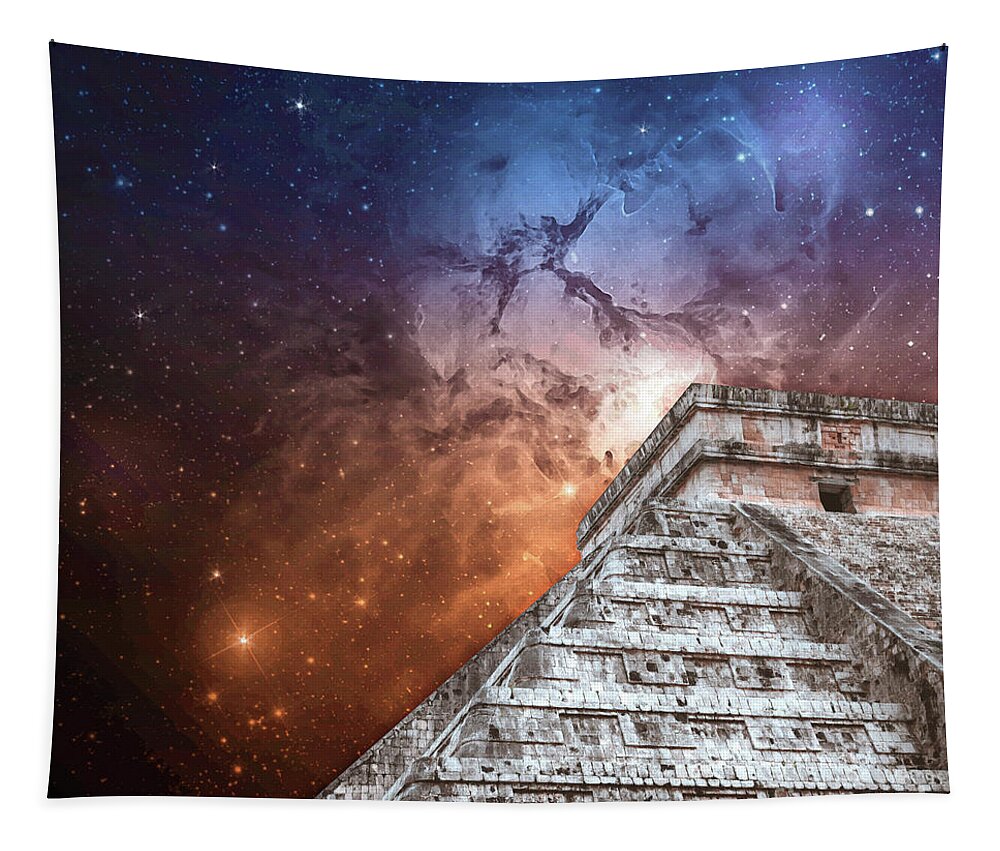 Nebulous Tapestry featuring the digital art Cosmic Pyramid by Phil Perkins