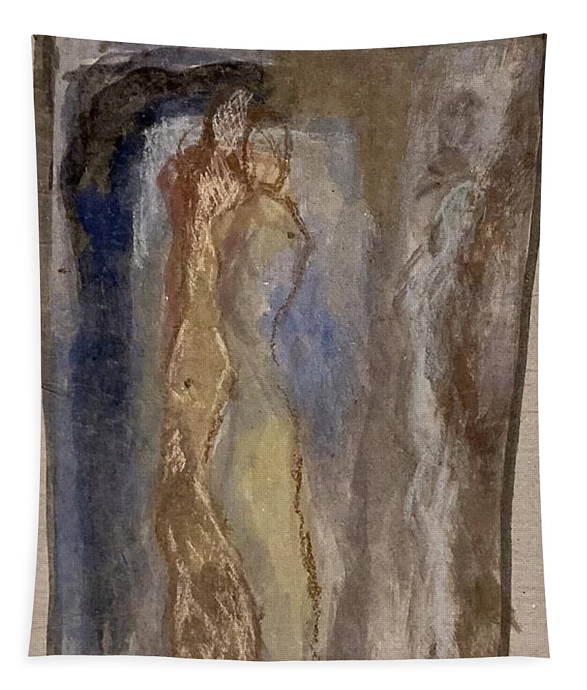 Paper Tapestry featuring the painting Couple in the mirror by David Euler