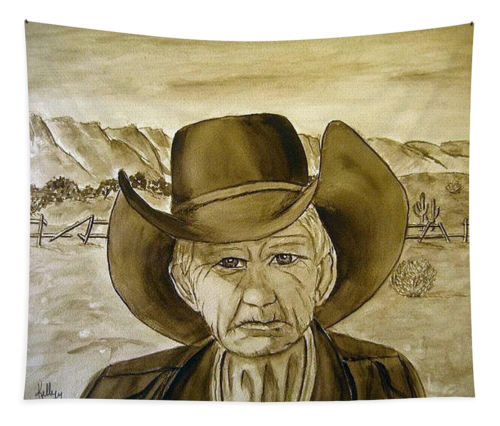 Cowboy Tapestry featuring the painting Cowboy Tex by Kelly Mills