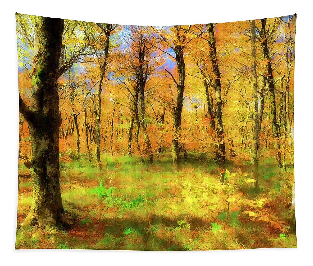Autumn Tapestry featuring the painting Craggy Gardens Autumn in the Blue Ridge ap by Dan Carmichael