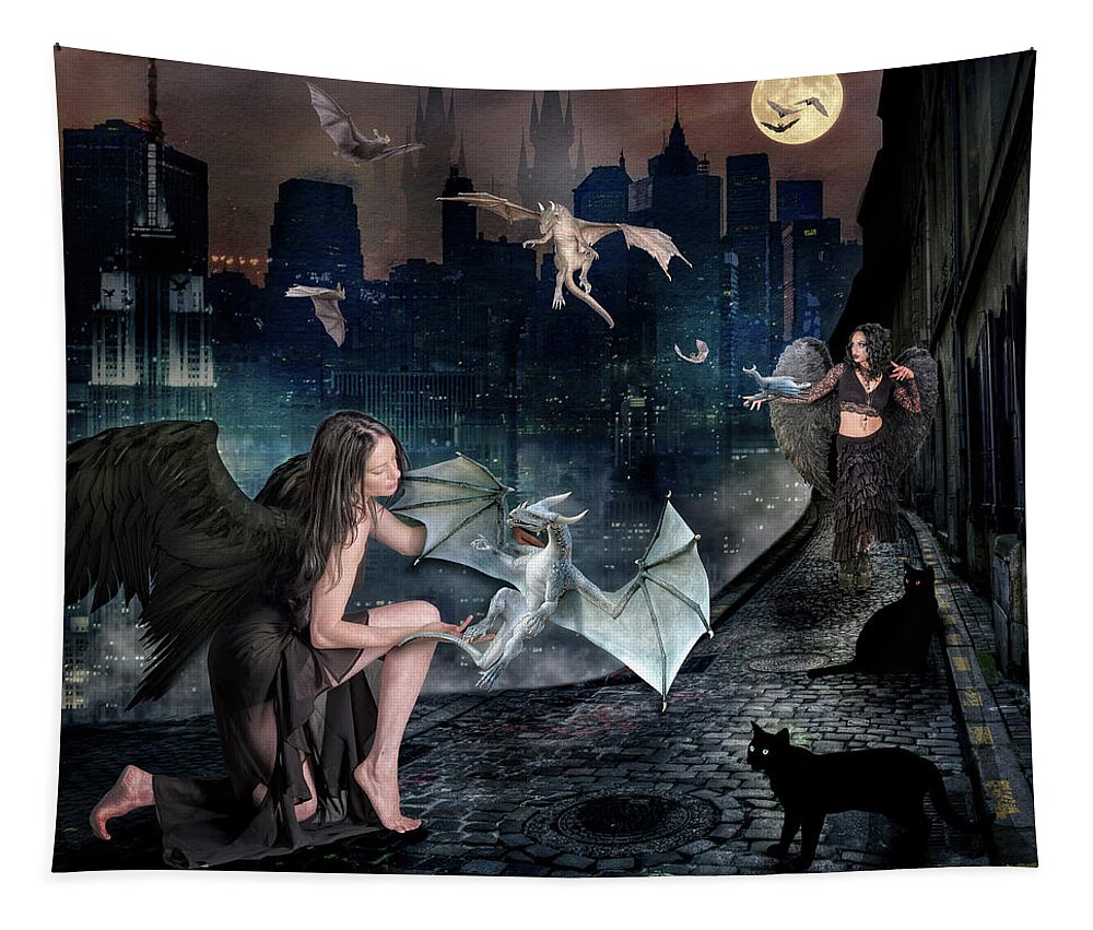 Creatures Tapestry featuring the digital art Creatures of the Night by Diana Haronis