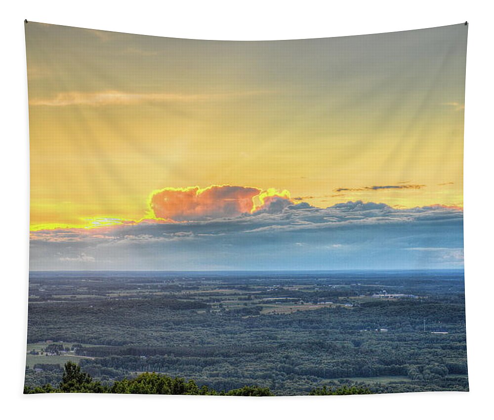Wausau Tapestry featuring the photograph Crepuscular Rays Over Rib Mountain State Park by Dale Kauzlaric