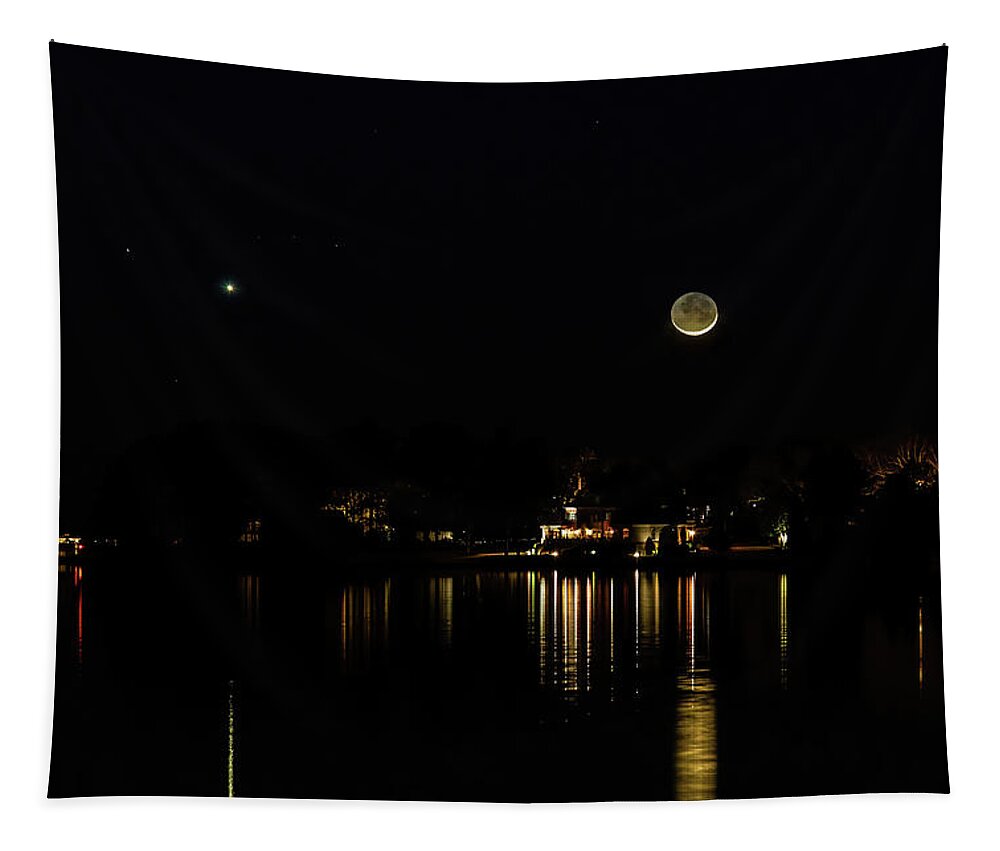 2015 Tapestry featuring the photograph Crescent Moon and Venus by Charles Hite