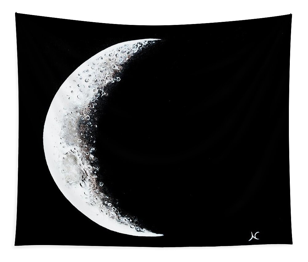 Cosmic Art Tapestry featuring the painting Cresent moon 2 by Neslihan Ergul Colley