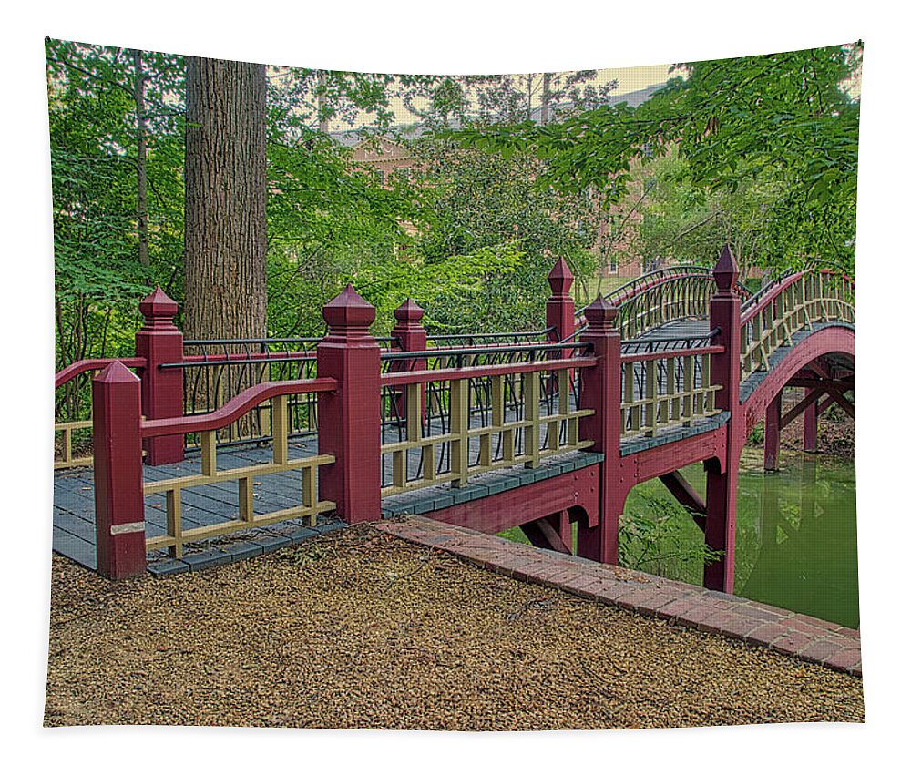 Crim Dell W&m Tapestry featuring the photograph Crim Dell Bridge by Jerry Gammon