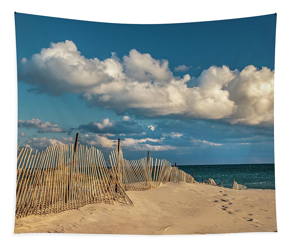 Beach Tapestry featuring the photograph Crooked Fence by Cathy Kovarik