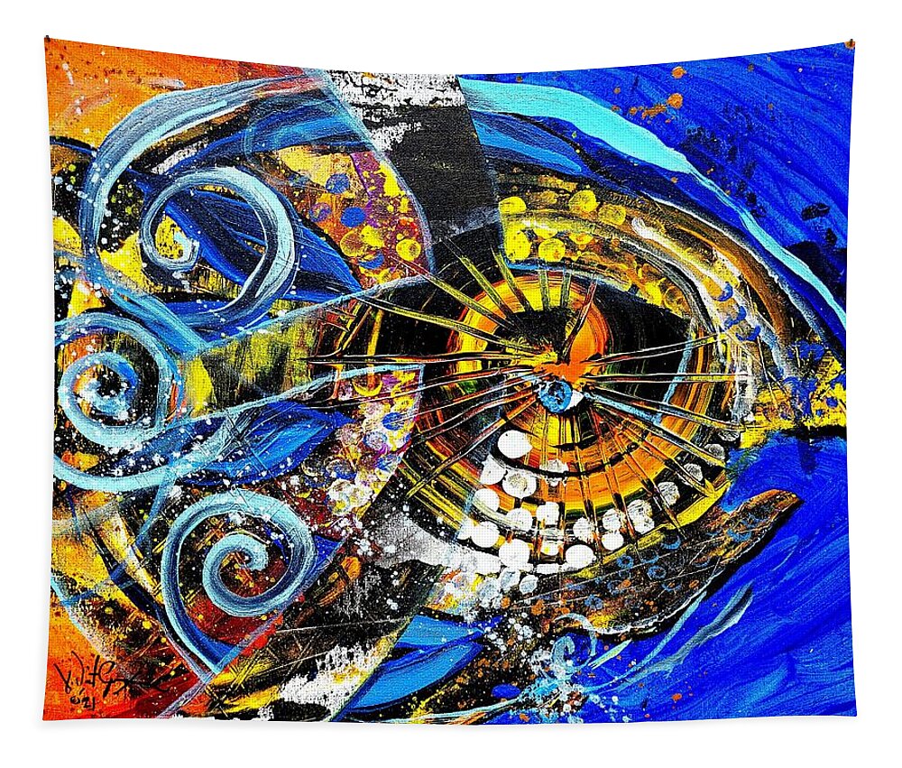 Fish Tapestry featuring the painting CrossOver Fish by J Vincent Scarpace