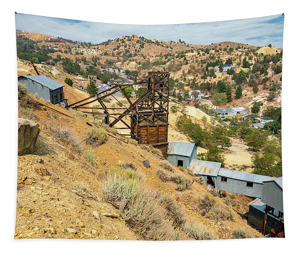 Town Of Gold Hill Tapestry featuring the photograph Crown Point Mine and Mill by Ron Long Ltd Photography
