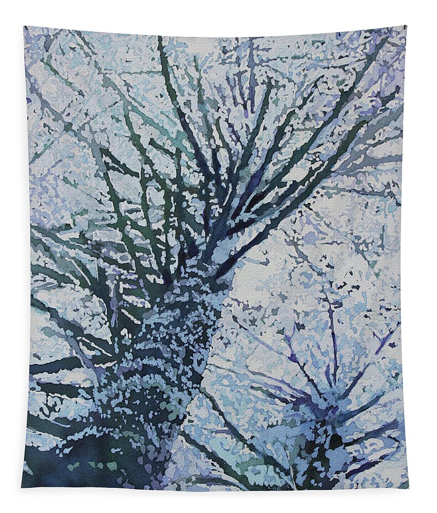 Trees Tapestry featuring the painting Crowned With Ice by Jenny Armitage