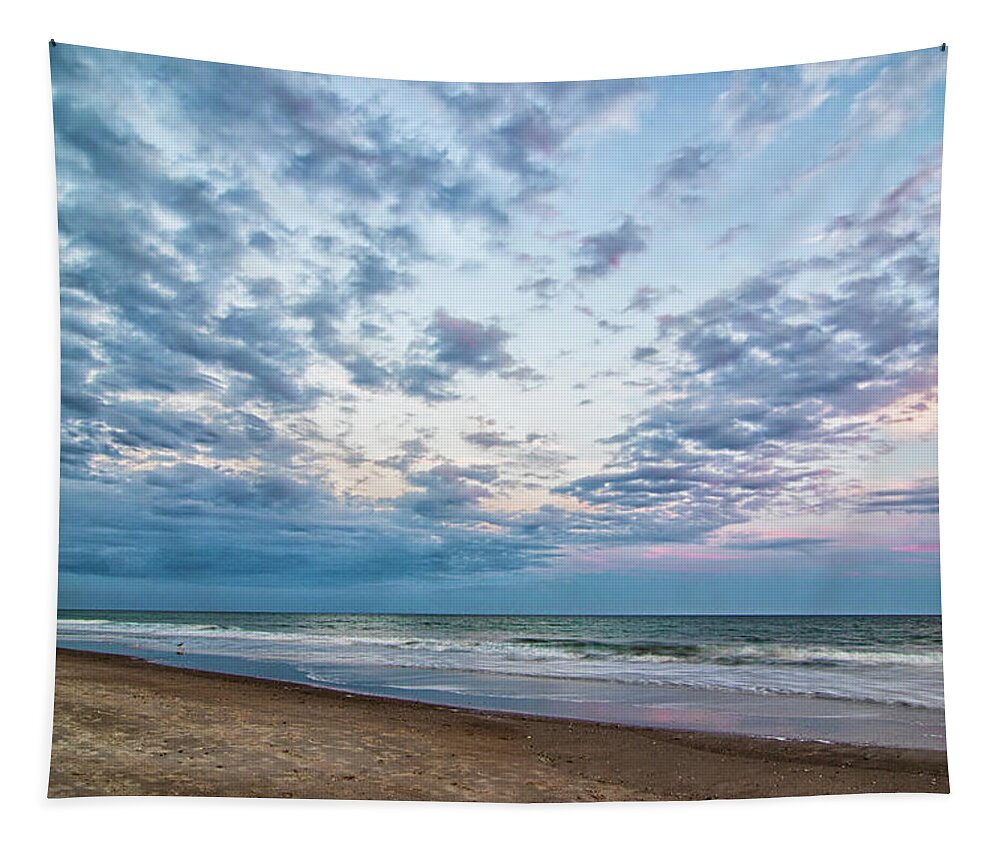 Sunset Tapestry featuring the photograph Crystal Coast Beach Sunset Over the Atlantic - North Carolina by Bob Decker