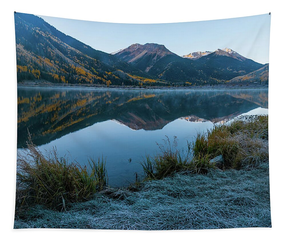Aspens Tapestry featuring the photograph Crystal Lake - 0565 by Jerry Owens