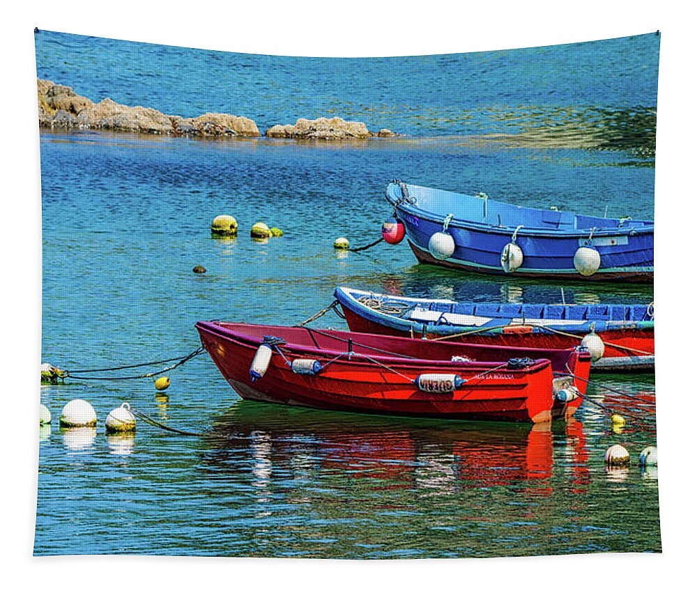 Fishing Boats Tapestry featuring the photograph Cudillero Boats by Chris Lord