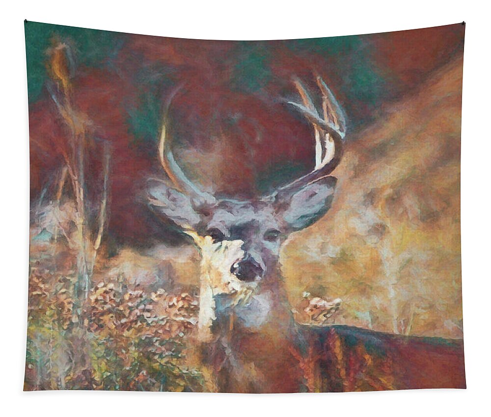 Deer Tapestry featuring the digital art Curious Buck by Ernest Echols