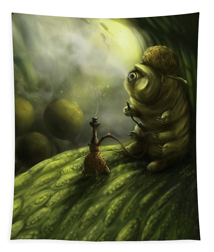 Tardigrade Tapestry featuring the digital art Curiouser and curiouser... by Kate Solbakk