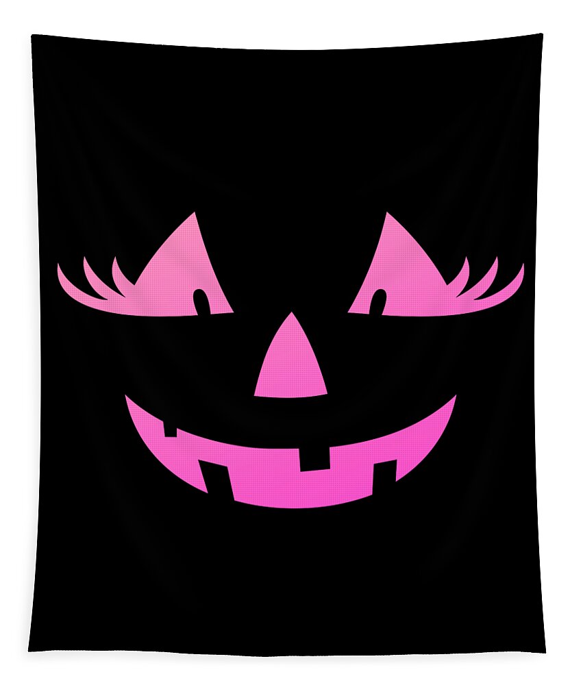 Cute Tapestry featuring the digital art Cute Pink Pumpkin Jack O Lantern Halloween by Flippin Sweet Gear