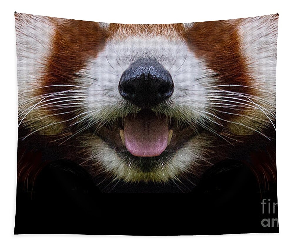 Red Panda Tapestry featuring the digital art Cute Red Panda Face by Laura Ostrowski