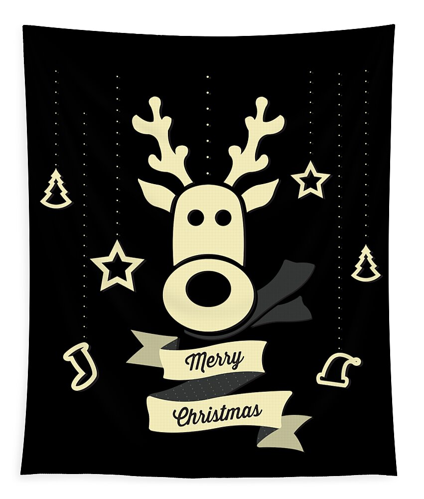 Christmas 2023 Tapestry featuring the digital art Cute Reindeer Christmas by Flippin Sweet Gear