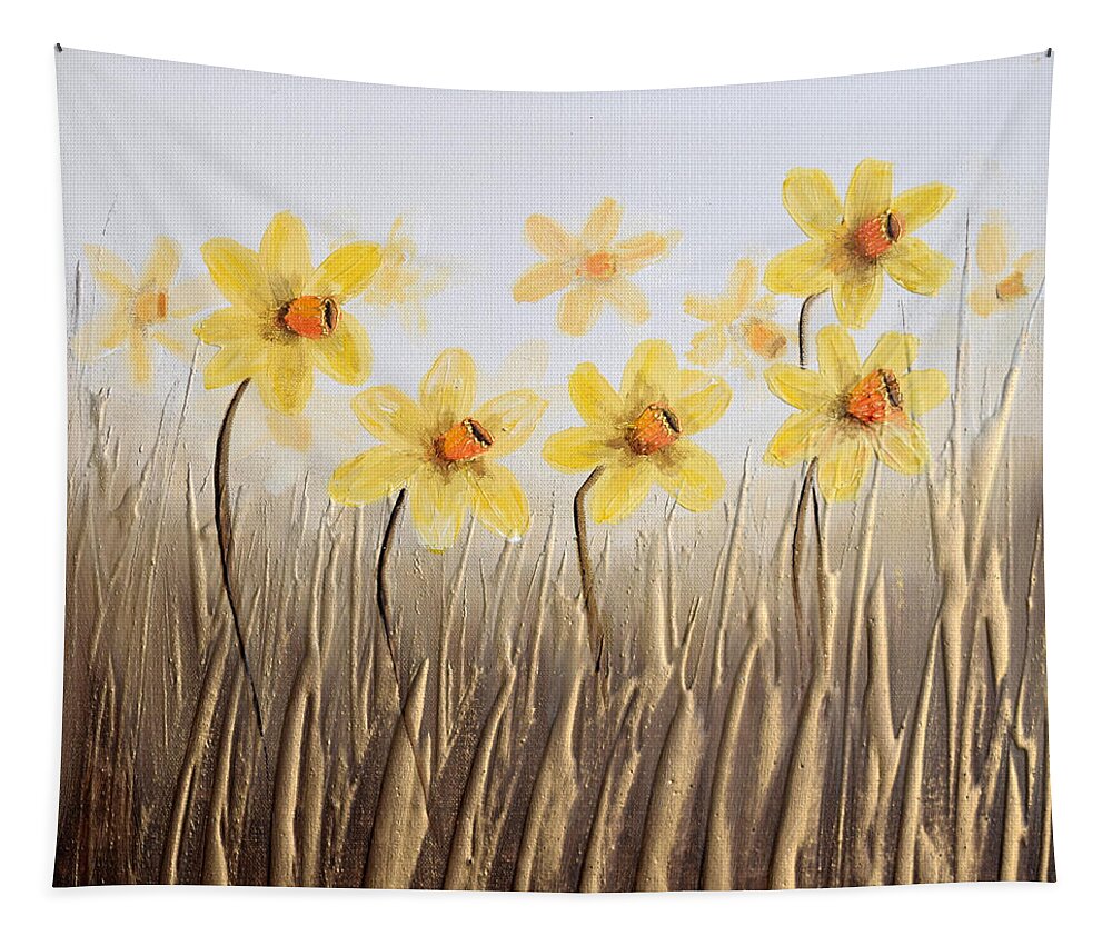 Daffodils Tapestry featuring the painting Daffodils by Amanda Dagg