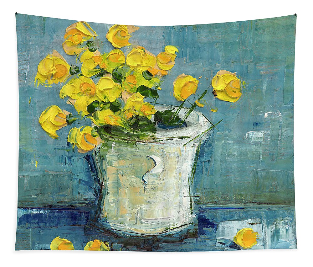 Daffodils Tapestry featuring the painting Daffodils by Roger Clarke
