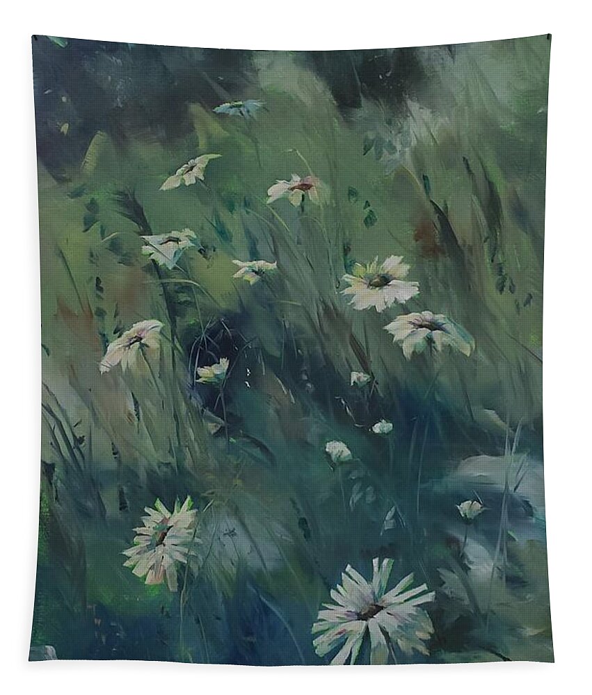 Flower Tapestry featuring the painting Daisy-A-Day by Sheila Romard