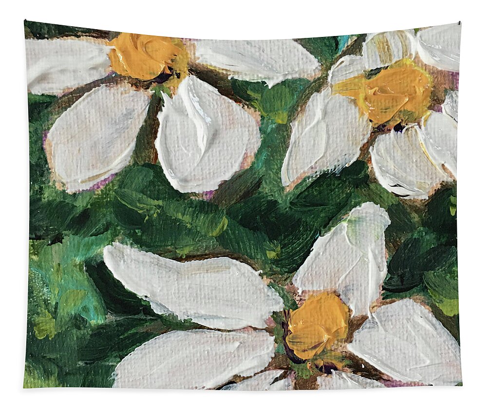 Gardenias Tapestry featuring the painting Daisy Gardenias in Bloom by Roxy Rich
