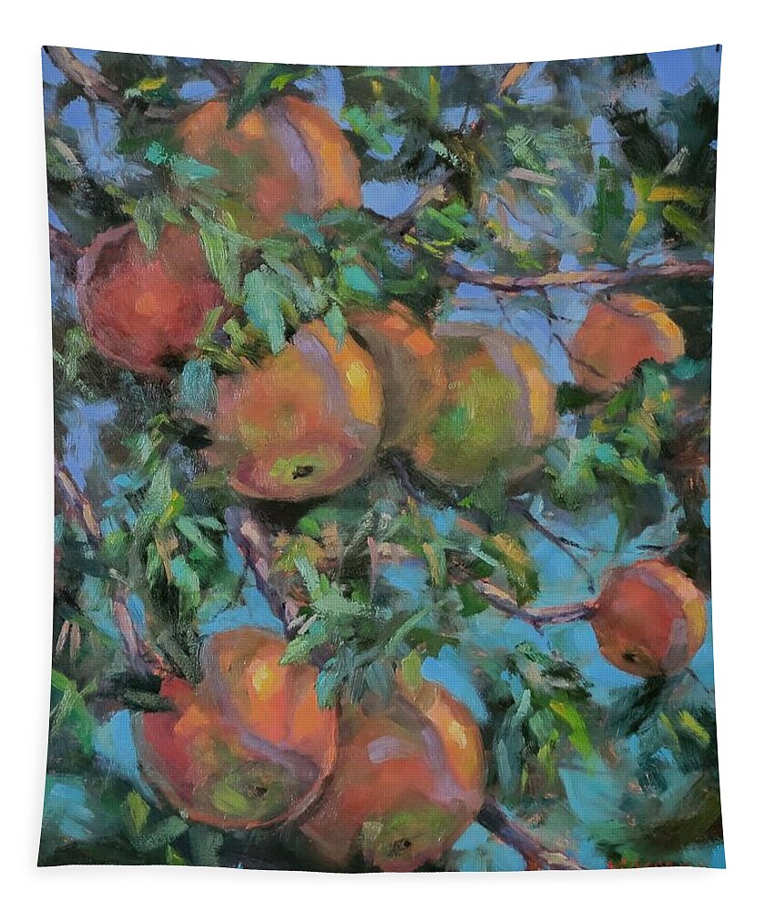 Apples Tapestry featuring the painting Daisy's Apples by Jeff Dickson