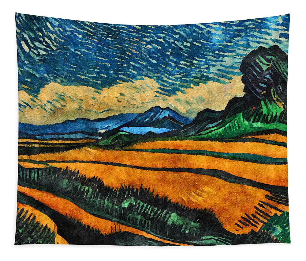 Dalehead Tapestry featuring the mixed media Dalehead Landscape by Ann Leech
