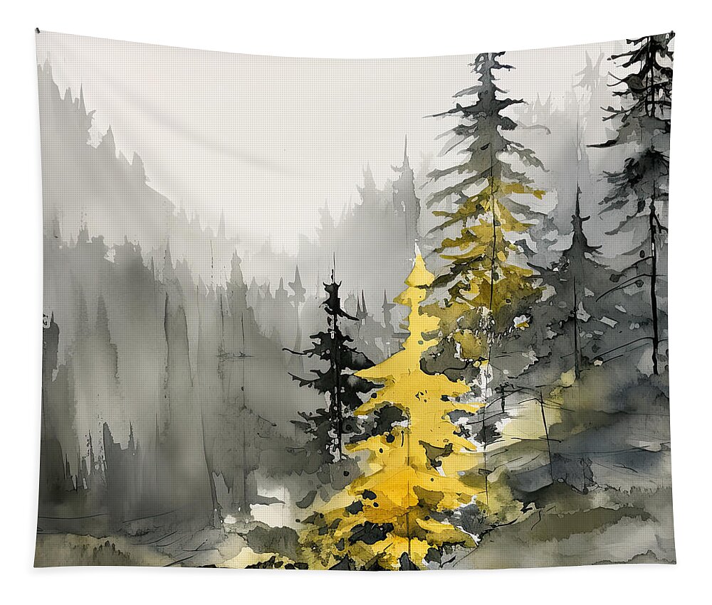 Evergreen Art Tapestry featuring the digital art Dance of the Pines by Lourry Legarde