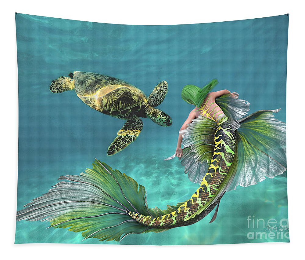 Mermaid Tapestry featuring the digital art Dance With Me by Morag Bates