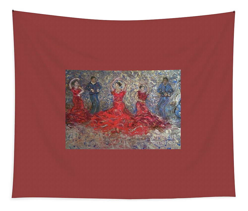 Dancers Tapestry featuring the painting Dancers by Fereshteh Stoecklein