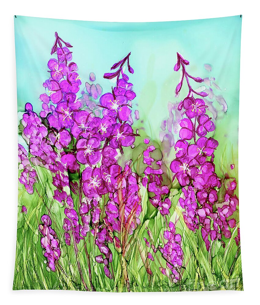 Fireweed Tapestry featuring the painting Dancing Fireweed by Julie Greene-Graham