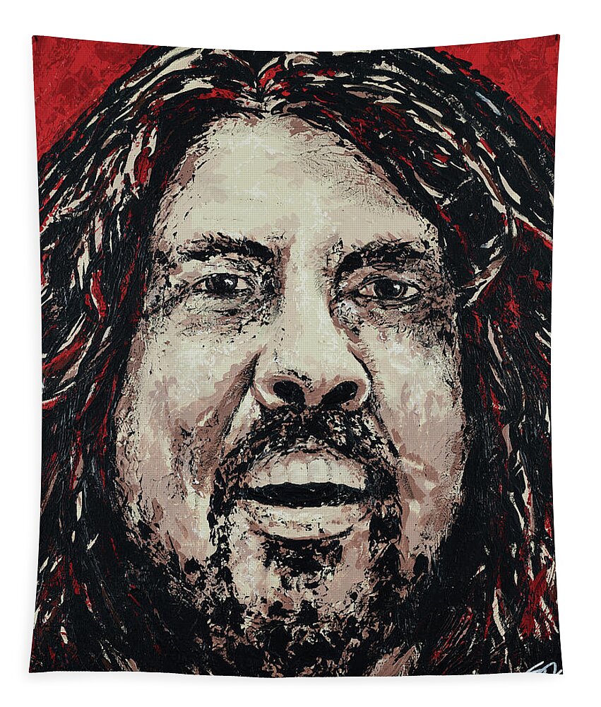Dave Grohl Tapestry featuring the painting Dave Grohl My Hero by Steve Follman