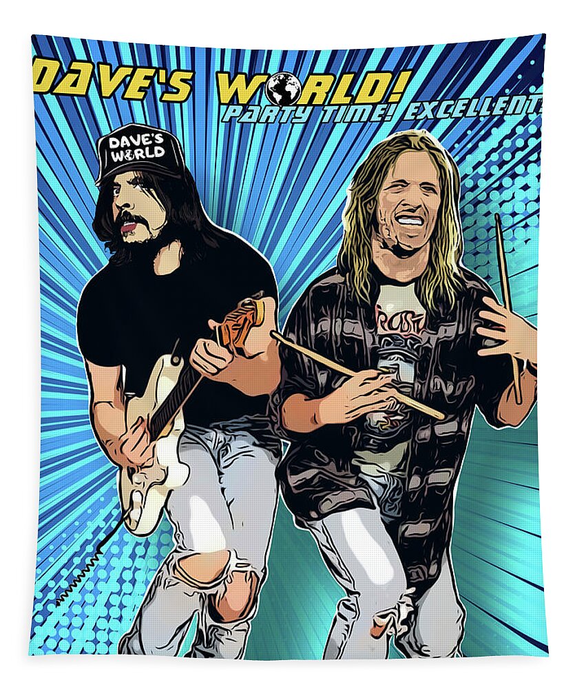 Dave Grohl Tapestry featuring the digital art Daves World by Christina Rick