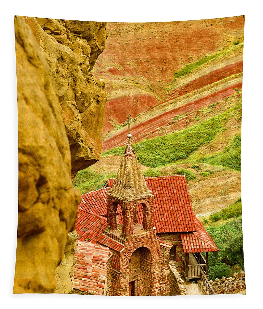Monastery Tapestry featuring the photograph David Gareja monastery in Georgia by Yavor Mihaylov