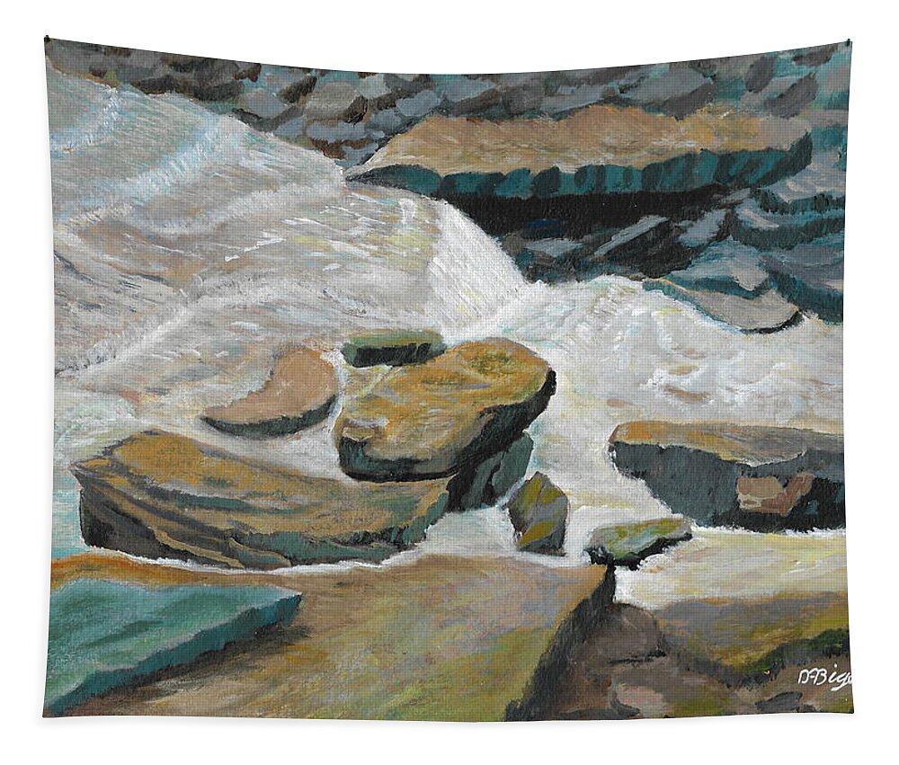 Cascade Tapestry featuring the painting Davis Cascade by David Bigelow