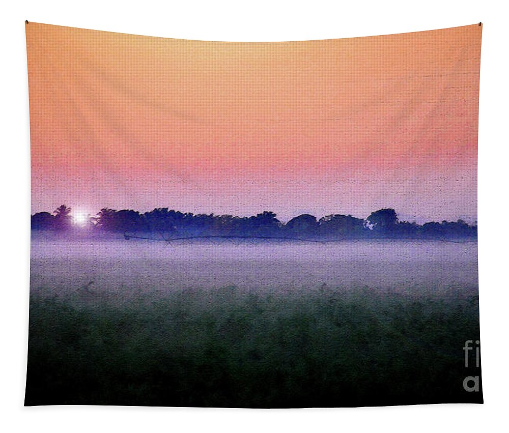 Dawn Over The Heartland Tapestry featuring the mixed media Dawn over the heartland by David Lee Thompson