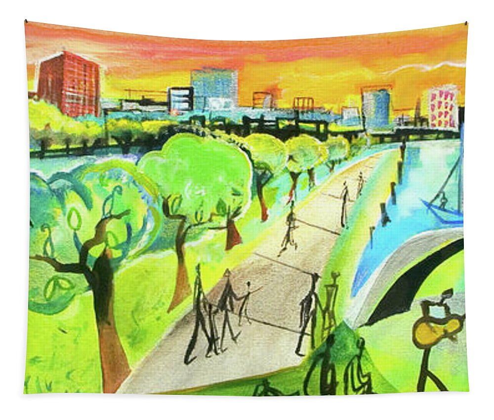 A Day In The Park Tapestry featuring the painting A Day in the Park by Cherie Salerno